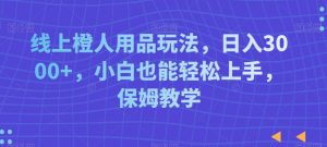 线上橙人用品玩法，日入3000+，小白也能轻松上手，保姆教学【揭秘】-甬战资源库