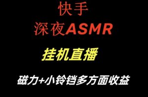 快手深夜ASMR挂机直播，磁力+小铃铛收益（附带工具和5G素材）【揭秘】-甬战资源库
