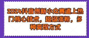 2024抖音创新小众赛道上热门核心技术，超级涨粉，多种变现方式【揭秘】-甬战资源库