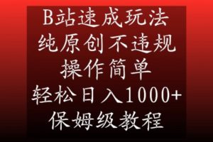 B站速成玩法，纯原创不违规，操作简单，轻松日入1000+，保姆级教程【揭秘】-甬战资源库