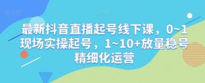 最新抖音直播起号线下课,0~1现场实操起号,1~10+放量稳号精细化运营-甬战资源库