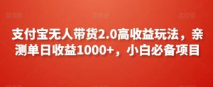 支付宝无人带货2.0高收益玩法，亲测单日收益1000+，小白必备项目【揭秘】-甬战资源库