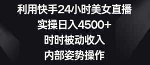 利用快手24小时美女直播，实操日入4500+，时时被动收入，内部姿势操作【揭秘】-甬战资源库