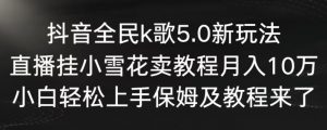 抖音全民k歌5.0新玩法，直播挂小雪花卖教程月入10万，小白轻松上手，保姆及教程来了【揭秘】-甬战资源库