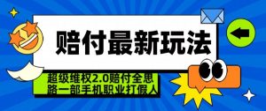 超级维权2.0全新玩法,2024赔付全思路职业打假一部手机搞定【仅揭秘】-甬战资源库