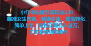 小红书私域引流玩法2.0！瞄准女生市场，精准引流，超高转化，简单上手【揭秘】-甬战资源库