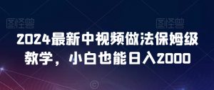2024最新中视频做法保姆级教学，小白也能日入2000【揭秘】-甬战资源库