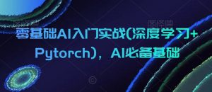 零基础AI入门实战(深度学习+Pytorch)，AI必备基础-甬战资源库