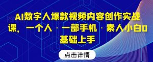 AI数字人爆款视频内容创作实战课,一个人·一部手机·素人小白0基础上手-甬战资源库