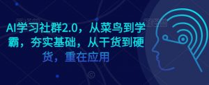 AI学习社群2.0，从菜鸟到学霸，夯实基础，从干货到硬货，重在应用-甬战资源库