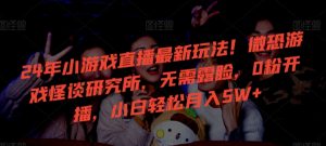 24年小游戏直播最新玩法！微恐游戏怪谈研究所，无需露脸，0粉开播，小白轻松月入5W+【揭秘】-甬战资源库