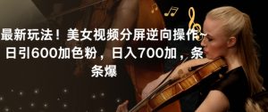 最新玩法！美女视频分屏逆向操作~日引600加色粉，日入700加，条条爆【揭秘】-甬战资源库