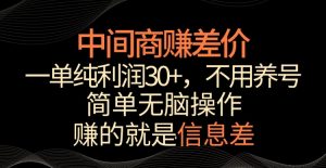 中间商赚差价，一单纯利润30+，简单无脑操作，赚的就是信息差，轻轻松松日入1000+【揭秘】-甬战资源库