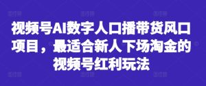 视频号AI数字人口播带货风口项目，最适合新人下场淘金的视频号红利玩法-甬战资源库