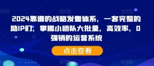 2024靠谱的战略发售体系，一套完整的助IP们，掌握小团队大批量，高效率，0 强销的运营系统-甬战资源库