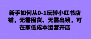 新手如何从0-1玩转小红书店铺，无需囤货、无需出镜，可在家低成本运营开店-甬战资源库