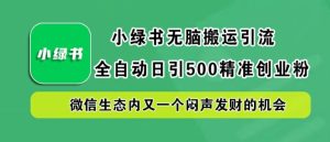 小绿书无脑搬运引流，全自动日引500精准创业粉，微信生态内又一个闷声发财的机会【揭秘】-甬战资源库