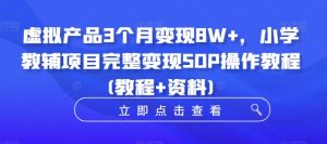 虚拟产品3个月变现8W+，小学教辅项目完整变现SOP操作教程(教程+资料)-甬战资源库