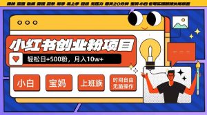小红书创业粉项目日+500粉，每天20分钟躺赚长尾收益，无脑操作，宝妈，小白抓紧冲【揭秘】-甬战资源库