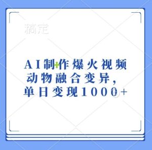 AI制作爆火视频，动物融合变异，单日变现1k-甬战资源库
