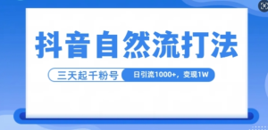 抖音自热流打法，单视频十万播放量，日引1000+，3变现1w-甬战资源库