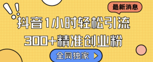 全网独家抖音引流，轻松日引300+精准创业粉【揭秘】-甬战资源库
