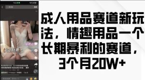 成人用品赛道新玩法，情趣用品一个长期暴利的赛道，3个月收益20个【揭秘】-甬战资源库