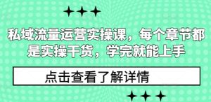 私域流量运营实操课,每个章节都是实操干货,学完就能上手-甬战资源库