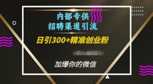 内部招聘渠道日引流300+创业粉，加爆你的微信【揭秘】-甬战资源库