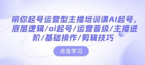 带你起号运营型主播培训课AI起号,底层逻辑/ai起号/运营晋级/主播进阶/基础操作/剪辑技巧-甬战资源库