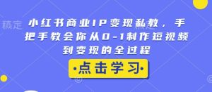 小红书商业IP变现私教,手把手教会你从0-1制作短视频到变现的全过程-甬战资源库