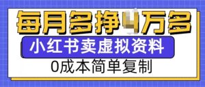 小红书虚拟资料项目,0成本简单复制,每个月多挣1W【揭秘】-甬战资源库