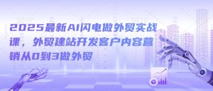2025最新AI闪电做外贸实战课,外贸建站开发客户内容营销从0到3做外贸-甬战资源库
