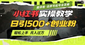 2月小红书最新日引500+创业粉实操教学【超详细】小白轻松上手，月入1W+，附小红书养号起号SOP-甬战资源库