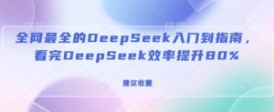 全网最全的DeepSeek入门到指南,看完DeepSeek效率提升80%(建议收藏)-甬战资源库