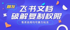 首发飞书文档破解复制权限，售卖自用均可暴力玩法-甬战资源库