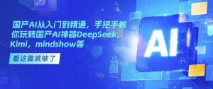 国产AI从入门到精通，手把手教你玩转国产AI神器DeepSeek，Kimi，mindshow等-甬战资源库