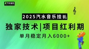 2025汽水音乐挂JI,独家技术,项目红利期,稳定月入5k【揭秘】-甬战资源库