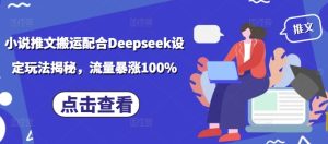 小说推文搬运配合Deepseek设定玩法揭秘，流量暴涨100%-甬战资源库