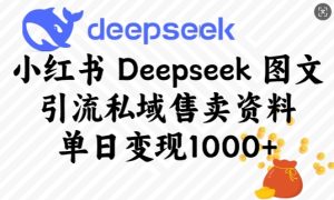 小红书Deepseek图文引流私域售卖资料,单日变现多张-甬战资源库