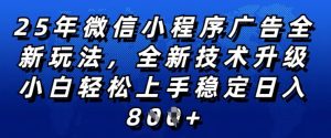 2025年微信小程序全新玩法纯小白易上手,稳定日入多张,技术全新升级,全网首发【揭秘】-甬战资源库