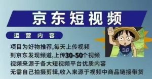 京东短视频带货课，无需自己拍摄剪辑，保姆式教学，两天快速上手-甬战资源库