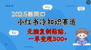 2025新风口,小红书冷知识赛道,无脑复制粘贴,一单变现300+-甬战资源库