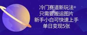 冷门赛道新玩法,只需要搬运图片,新手小白可快速上手,单日变现多张-甬战资源库