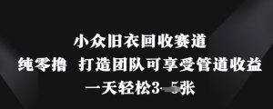 小众旧衣回收赛道，纯零撸 打造团队可享受管道收益，一天轻松3张-甬战资源库