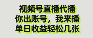视频号直播代播，你出账号我来播，单日收益轻松几张【揭秘】-甬战资源库