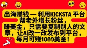 利用kicksta平台帮老外涨粉挣美金，每月收益1000美刀-甬战资源库