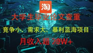 大学生毕业论文查重，暴利蓝海项目，月收入过1W+-甬战资源库