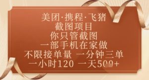 飞猪美团截图项目,你只管截图,一部手机在家做,正规平台无套路,一天5张+【揭秘】-甬战资源库
