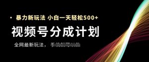 视频号分成计划，全网最暴力玩法，新手一天也能轻松5张+-甬战资源库